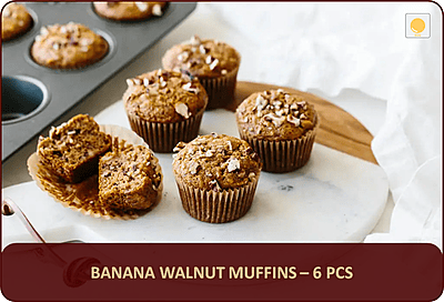 TB - Banana Walnut Muffins - 6 Pcs