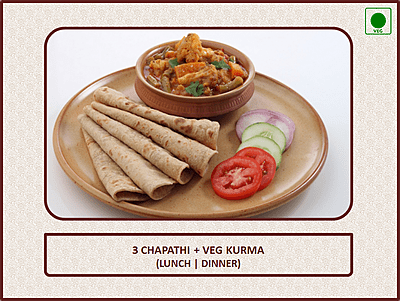 Chapathi + Veg Kurma - 3 Pcs