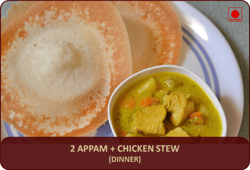 Appam 2Pcs + Chicken Stew Appam 2Pcs + Chicken Stew