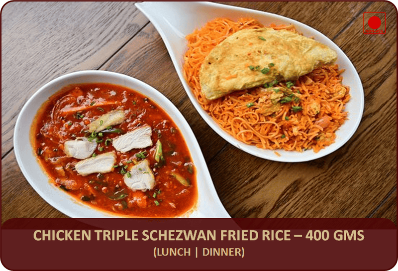 Chicken Triple Schezwan Fried Rice - 400 Gms Chicken Triple Schezwan Fried Rice - 400 Gms