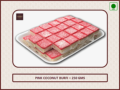 Pink Coconut Burfi - 250 Gms - Wednesday