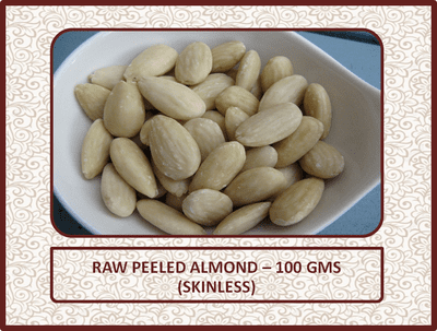 Raw Peeled Almond (Skinless) - 100 Gms